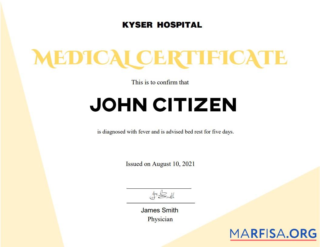 Blank USA Medical cert Version 2 real example